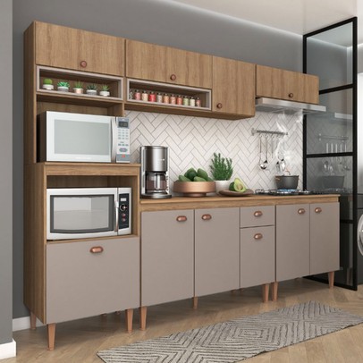 Cozinha Completa Marti 10 Portas 1 Gaveta Mel/Fendi - Fellicci