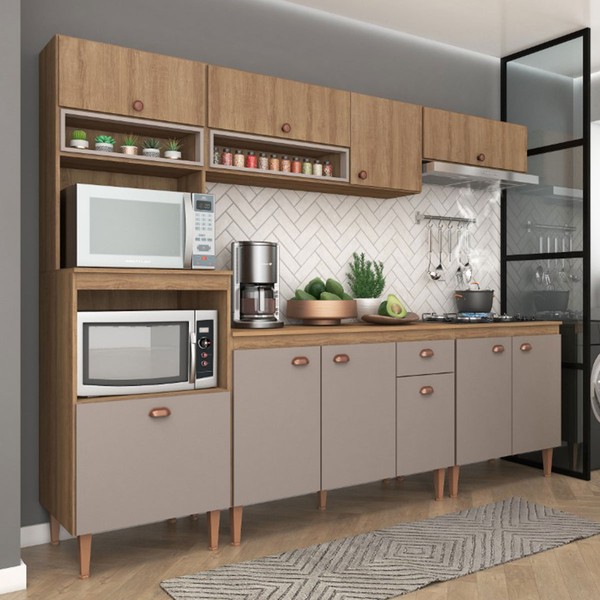 Cozinha Completa Marti 10 Portas 1 Gaveta Mel/Fendi - Fellicci