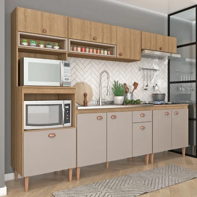 Cozinha Completa Marti 10 Portas 1 Gaveta Mt04ct Mel/Fendi - Fellicci