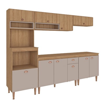 Cozinha Completa Marti 10 Portas 1 Gaveta Mt04ct Mel/Fendi - Fellicci