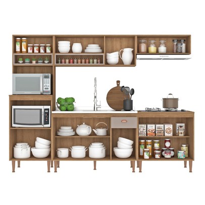 Cozinha Completa Marti 10 Portas 1 Gaveta Mt04ct Mel/Fendi - Fellicci