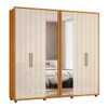 Guarda-Roupa Casal Miro 6 Portas 4 Gavetas 100% Mdf com Espelho Cinamomo/Off White - Madetec
