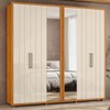 Guarda-Roupa Casal Miro 6 Portas 4 Gavetas 100% Mdf com Espelho Cinamomo/Off White - Madetec