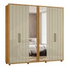Guarda-Roupa Casal Miro 6 Portas 4 Gavetas 100% Mdf com Espelho Cumaru/Opala - Madetec
