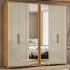 Guarda-Roupa Casal Miro 6 Portas 4 Gavetas 100% Mdf com Espelho Cumaru/Opala - Madetec
