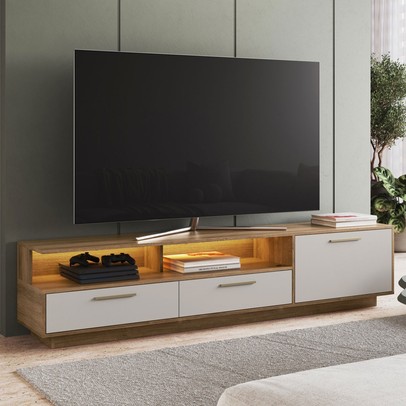 Rack para TV Até 75 Polegadas Ravana 1 Porta 2 Gavetas com Led Arenas - Art In Móveis
