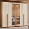 Guarda-Roupa Casal Volpi 6 Portas 6 Gavetas 100% Mdf com Espelho Flex Cinamomo/Off White 177 - Madetec