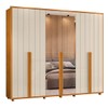 Guarda-Roupa Casal Volpi 6 Portas 6 Gavetas 100% Mdf com Espelho Flex Cinamomo/Off White 177 - Madetec