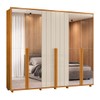 Guarda-Roupa Casal Volpi 6 Portas 6 Gavetas com Espelho 100% Mdf Cinamomo/Off White - Madetec