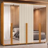 Guarda-Roupa Casal Volpi 6 Portas 6 Gavetas com Espelho 100% Mdf Cinamomo/Off White - Madetec