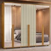 Guarda-Roupa Casal Volpi 6 Portas 6 Gavetas com Espelho 100% Mdf Cumaru/Opala - Madetec
