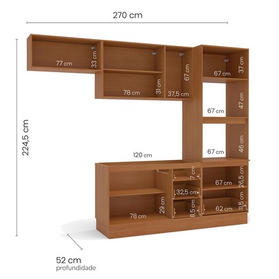 Cozinha Completa Atala 8 Portas 4 Gavetas Off White/Freijó - Politorno