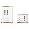 Quarto de Bebê Completo Aconchego 5 Portas 6 Gavetas com Vidro Branco/Jequitibá - Henn