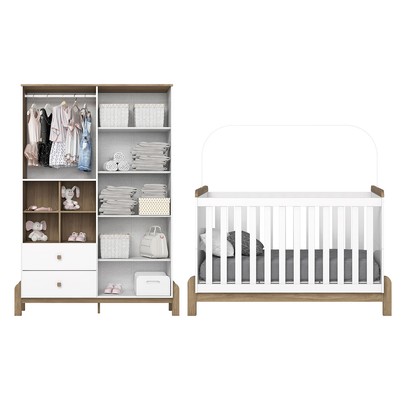 Quarto de Bebê Completo Ternura 4 Portas 2 Gavetas Branco/Jequitibá - Henn