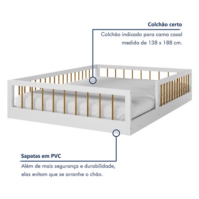 Cama Montessoriana Casal Ana Branco Madeirado - Tigus