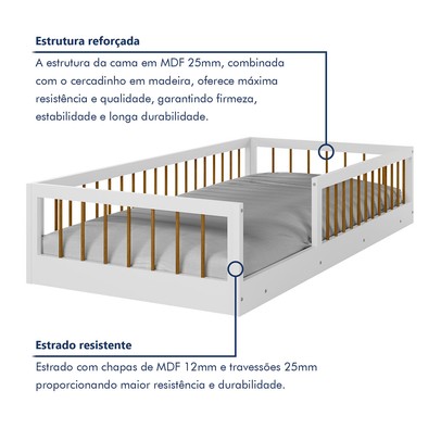 Cama Infantil Montessoriana Ana Branco Madeirado - Tigus