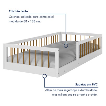 Cama Infantil Montessoriana Ana Branco Madeirado - Tigus