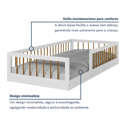 Cama Infantil Montessoriana Ana Branco Madeirado - Tigus