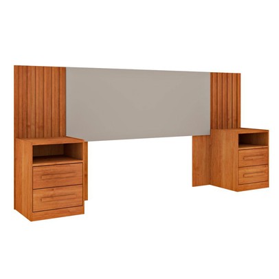 Cabeceira Casal com Mesa de Cabeceira Olga Cinamomo/Off White - Pnr Móveis