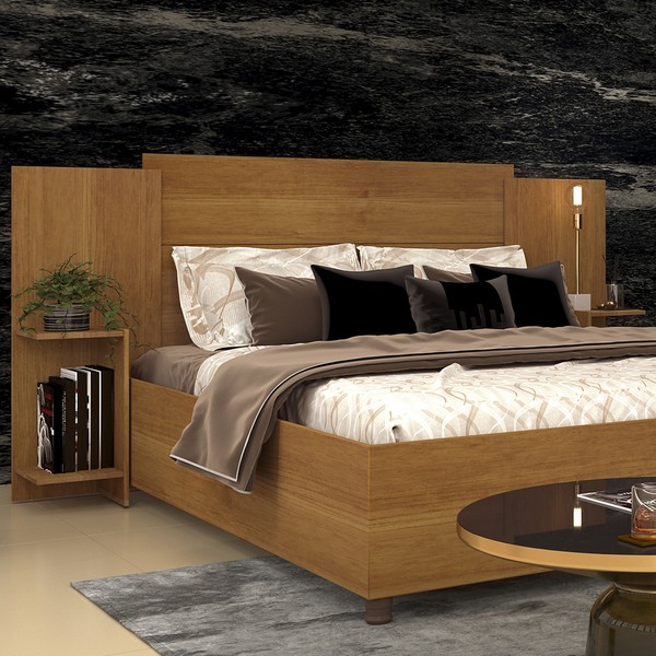 Cabeceira Queen Amazonas 4 Prateleiras Cinamomo - Pnr Móveis