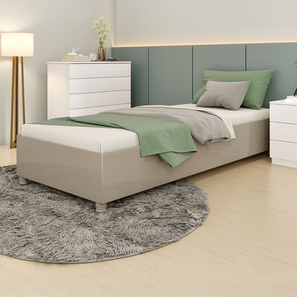 Cama Box Solteiro Alasca Off White - Pnr Móveis