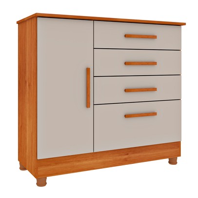Cômoda Summit 1 Porta 4 Gavetas Cinamomo/Off White - Pnr Móveis