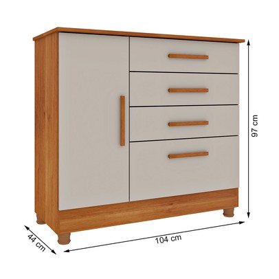 Cômoda Summit 1 Porta 4 Gavetas Cinamomo/Off White - Pnr Móveis