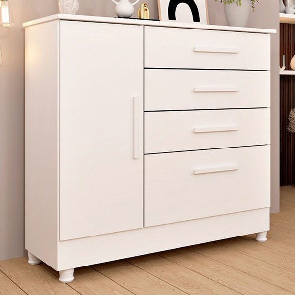 Cômoda Summit 1 Porta 4 Gavetas Neve - Pnr Móveis