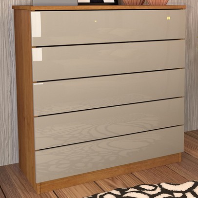 Cômoda Dona Premium 5 Gavetas Cinamomo/Off White - Pnr Móveis