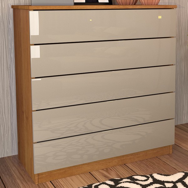 Cômoda Dona Premium 5 Gavetas Cinamomo/Off White - Pnr Móveis