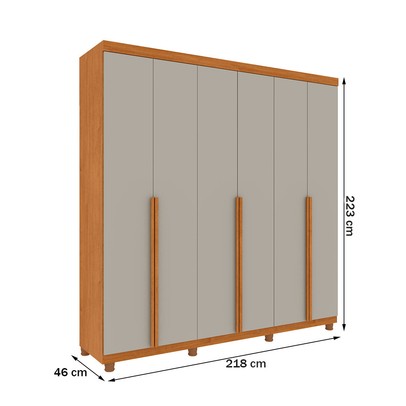 Guarda-Roupa Casal Toulon 6 Portas 4 Gavetas Cinamomo/Off White - Pnr Móveis