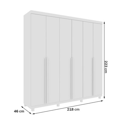 Guarda-Roupa Casal Toulon 6 Portas 4 Gavetas Neve - Pnr Móveis