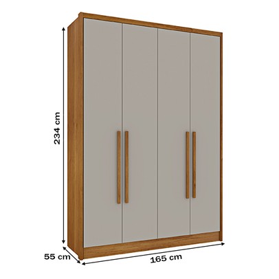 Guarda-Roupa Solteiro Dolomitas 4 Portas 2 Gavetas Cinamomo/Off White - Pnr Móveis