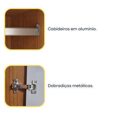 Guarda-Roupa Solteiro Terrarossa 4 Portas 2 Gavetas Cinamomo/Off White - Pnr Móveis