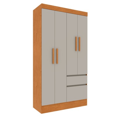 Guarda-Roupa Solteiro Terrarossa 4 Portas 2 Gavetas Cinamomo/Off White - Pnr Móveis