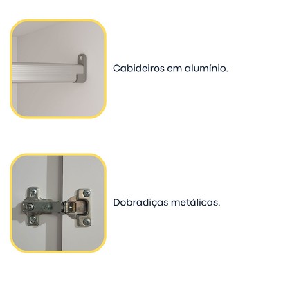 Guarda-Roupa Solteiro Terrarossa 4 Portas 2 Gavetas Neve - Pnr Móveis