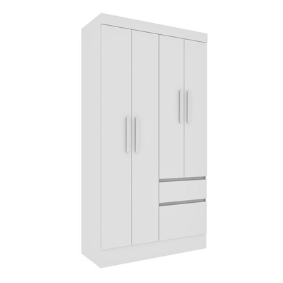 Guarda-Roupa Solteiro Terrarossa 4 Portas 2 Gavetas Neve - Pnr Móveis