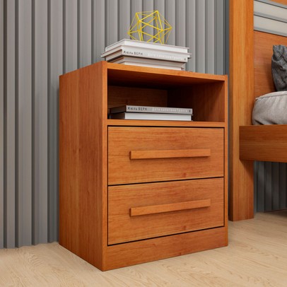 Mesa de Cabeceira Olga 2 Gavetas Cinamomo - Pnr Móveis