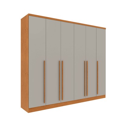 Guarda-Roupa Casal Mirante 6 Portas 8 Gavetas Cinamomo/Off White - Pnr Móveis