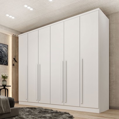 Guarda-Roupa Casal Mirante 6 Portas 8 Gavetas Neve - Pnr Móveis