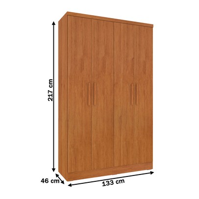 Guarda-Roupa Solteiro Liverpool 4 Portas 2 Gavetas Cinamomo - Pnr Móveis