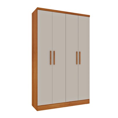 Guarda-Roupa Solteiro Liverpool 4 Portas 2 Gavetas Cinamomo/Off White - Pnr Móveis