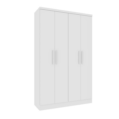 Guarda-Roupa Solteiro Liverpool 4 Portas 2 Gavetas Neve - Pnr Móveis