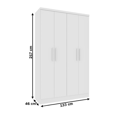Guarda-Roupa Solteiro Liverpool 4 Portas 2 Gavetas Neve - Pnr Móveis