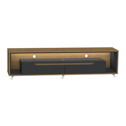 Rack para TV Até 65 Polegadas Loop 2 Gavetas com Vidro e Led Cedro/Preto - Olivar Móveis