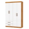 Guarda-Roupa Solteiro Genova 4 Portas 2 Gavetas Cinamomo/Branco - Carioca Móveis