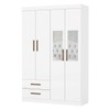 Guarda-Roupa Solteiro Genova 4 Portas 2 Gavetas com Espelho Branco - Carioca Móveis