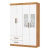 Guarda-Roupa Solteiro Genova 4 Portas 2 Gavetas com Espelho Cinamomo/Branco - Carioca Móveis
