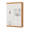 Guarda-Roupa Solteiro Genova 4 Portas 2 Gavetas com Espelho Cinamomo/Off White - Carioca Móveis