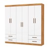 Guarda-Roupa Casal Genova 6 Portas 4 Gavetas Cinamomo/Branco - Carioca Móveis